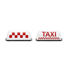 3d Realistic Taxi Car Roof Sign Icon Set