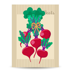 Banner With Vegetables Beets In Bunch Fair