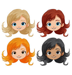 Four Cartoon Girls With Different Hair Colors