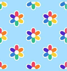 Seamless Pattern With Flower In Lgbt Flag Rainbow