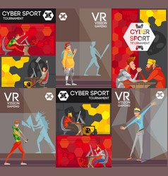 Cybersport Vr Colorful Flat Composition Poster