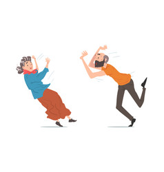 Elderly Man And Woman Stumbling Falling Down