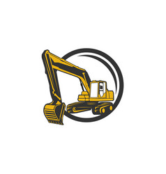 Excavation Work Logo Design Emblem Of Excavator