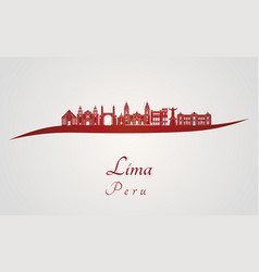 Lima Skyline In Red