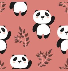 Seamless Pattern With Cute Panda Baby On Color