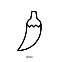 Chilli Icon Line Art Style Design Isolated On