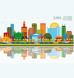 San Jose California Skyline With Color Buildings