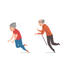 Elderly Man And Woman Stumbling Falling Down