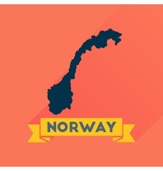 Flat Icon With Long Shadow Norway Map