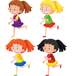 Set Of Different Girls In Walking Posture