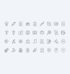 Copyright Thin Line Icons Set Symbols Of Patent