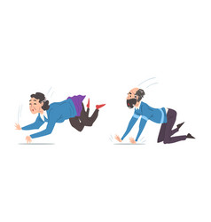 Elderly Man And Woman Stumbling Falling Down