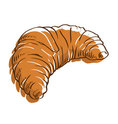 Line Drawing Of A French Croissant On A White