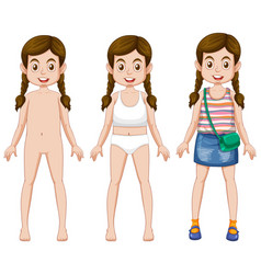 Set Of Girl Cartoon Character