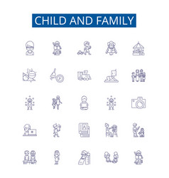 Child And Family Line Icons Signs Set Design