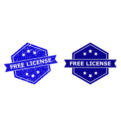 Hexagonal Free License Seal With Grunge Style