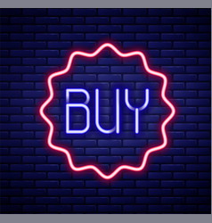 Glowing Neon Line Buy Button Icon Isolated On