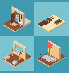 Home Repair Worker Concept Icons Set