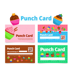 Punch Card With Sweet Cupcakes Dessert Bonus