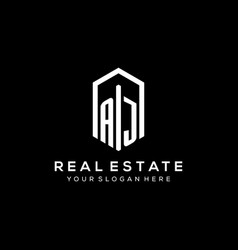 Letter Aj Logo For Real Estate With Hexagon Icon