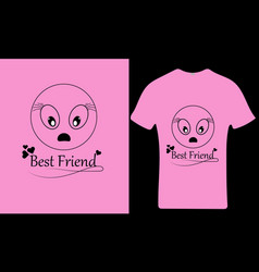 T-shirt Design Lettering Best Friend With Cute Sh