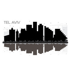 Tel Aviv Israel City Skyline Black And White