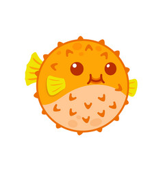 Yellow Spiky Puffer Fish Character