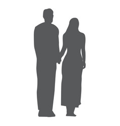 Happy Couple Silhouette In Gray