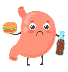 Sad Stomach With Fast Food Unhealthy Digestion