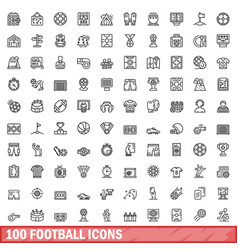 100 Football Icons Set Outline Style