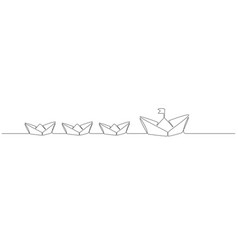 One Continuous Line Drawing Of Paper Boat