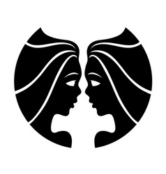 Black Gemini Zodiac Sign With Twins Icon