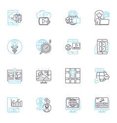 Computer Applications Linear Icons Set Excel