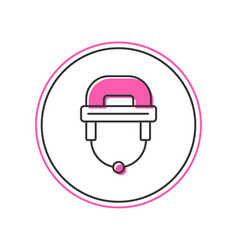 Filled Outline Hockey Helmet Icon Isolated