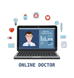 Online Doctor Men Healthcare Concept Icon Set