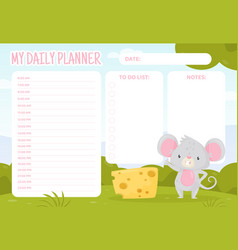 Daily Planner Card With Cute Mouse As Funny Little