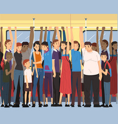 Different People Standing Inside Crowded Subway