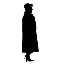 Elegant Mature Lady In A Fur Coat Silhouette