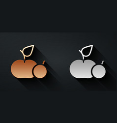 Gold And Silver Apple Icon Isolated On Black