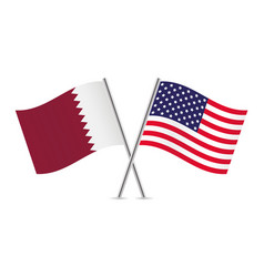 Qatar And America Crossed Flags