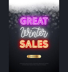 Great Winter Sales Neon Banner