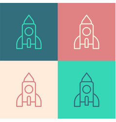 Pop Art Line Rocket Ship Toy Icon Isolated