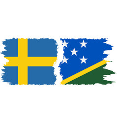 Solomon Islands And Sweden Grunge Flags Connection