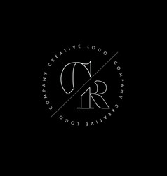 White Outline Cr C R Letter Logo With Cut