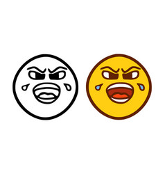 Angry And Evil Emoticon In Doodle Style Isolated