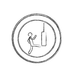 Monochrome Sketch Of Man Kicking A Punching Bag