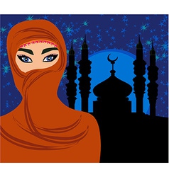 Beautiful Muslim Women On Mosque Background