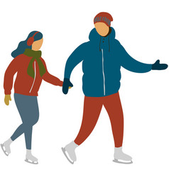 Active Couple Ice Skater Cartoon Icon