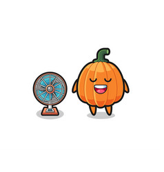 Cute Pumpkin Is Standing In Front Of The Fan