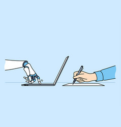 Hands Robot And Human Working Together